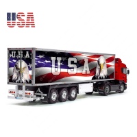 USA Patriotic Flag Tamiya 56319 56302 Eagle Reefer Semi Box Trailer Side Huge Decals Stickers Kit