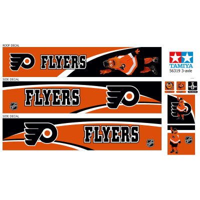 Tamiya 56319 56302 Philadelphia Flyers Team Trailer Reefer Semi Box Huge Side Decals Stickers Kit The Tamiya 56319 56302 Philadelphia Flyers Team Trailer Reefer Semi Box is a model kit that allows enthusiasts to replicate the distinctive design of the Philadelphia Flyers hockey team on a trailer reefer semi box. This kit features large side decals and stickers showcasing the team's branding, making it an ideal choice for hockey fans and model builders alike. With attention to detail and quality materials, this kit offers a unique opportunity to showcase team pride in a visually striking manner.