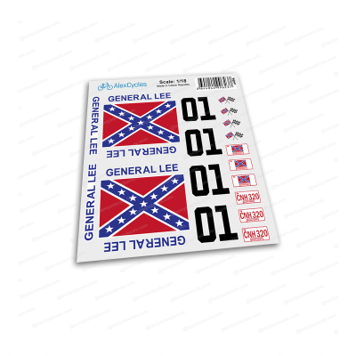 General Lee RC Car 1/18 18th Scale Duke of Hazzard Decals Stickers Full Kit Set Already Cut 