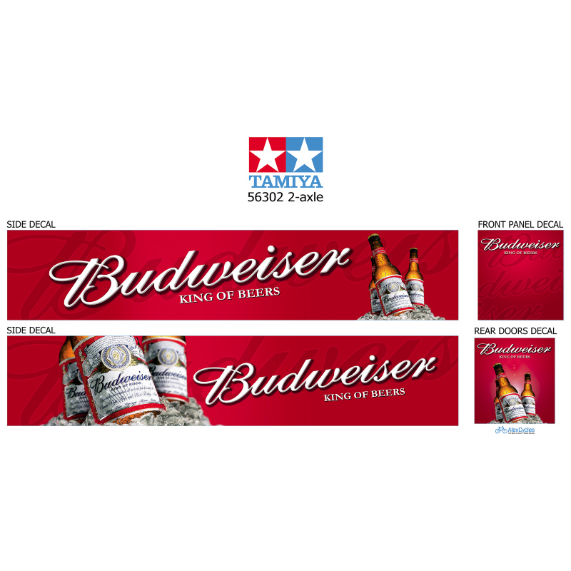 Tamiya 56319 56302 Budweiser Trailer Reefer Semi Box Huge Side Decals Stickers Set