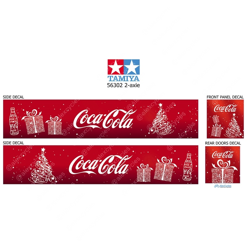 Tamiya 56319 56302 Coca Cola Christmas Reefer Semi Box Trailer Big Side Decals Stickers Set