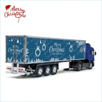 Tamiya 56319 56302 Merry CHRISTMAS and a Happy New Year Blue Trailer Reefer Semi Box Huge Side Decals Stickers Kit