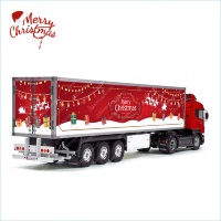 Tamiya 56319 56302 Merry CHRISTMAS and a Happy New Year Red Trailer Reefer Semi Box Huge Side Decals Stickers Set