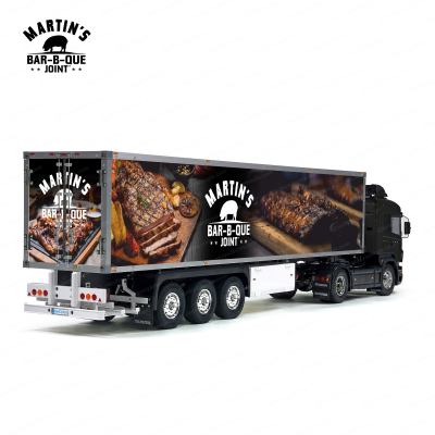 Tamiya 56319 56302 MARTIN&#039;S Bar-B-Que Joint BBQ Trailer Reefer Semi Box Huge Side Decals Stickers Set 