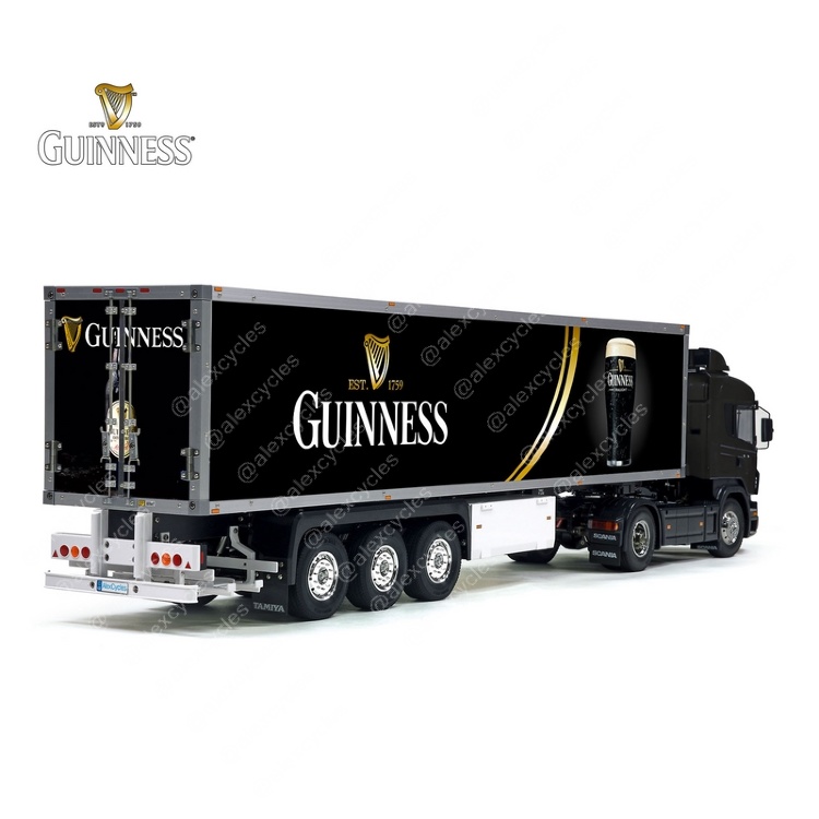 Tamiya 1/25 Scale Truck Trailer Box Guinness Laminated Decals Stickers Kit 