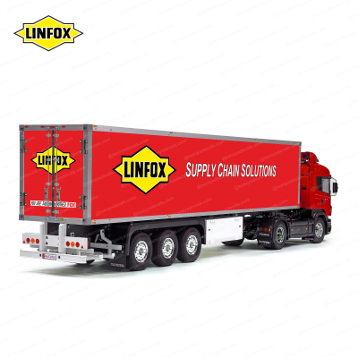 Tamiya 56319 56302 LINFOX Australian transport and logistics SOLUTIONS Company Trailer Reefer Semi Box Huge Side Decals Stickers Kit Enhance your Tamiya 56319/56302 model with the Linfox Australian Transport and Logistics Solutions Company Trailer Reefer Semi-Box Huge Side Decals Stickers Kit from TamiyaDecals.com. This high-quality sticker set features detailed graphics and markings, perfect for adding authentic flair to your scale model. Ideal for hobbyists and collectors alike, it captures the distinctive look of Linfox's iconic fleet, making it a must-have for enthusiasts of transport and logistics vehicles.