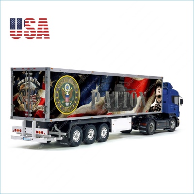 USA Army PATTON Patriotic Flag Freedom Eagle Tamiya 56319 56302 Reefer Semi Box Trailer Side Huge Decals Stickers Set 