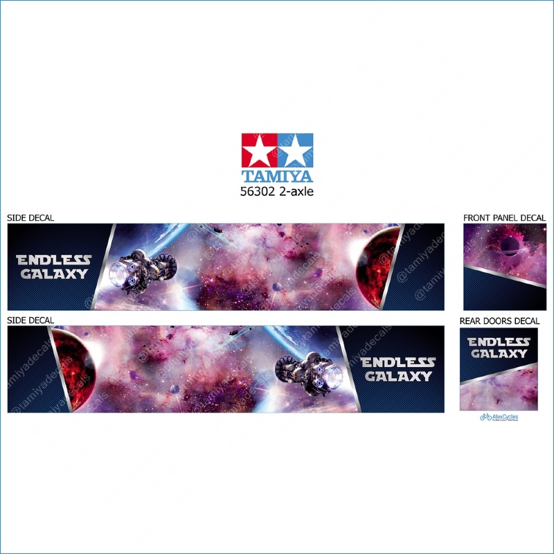 Tamiya 56302 1/14 Trailer Science Fiction Galaxy Laminated Side & Roof Decals 